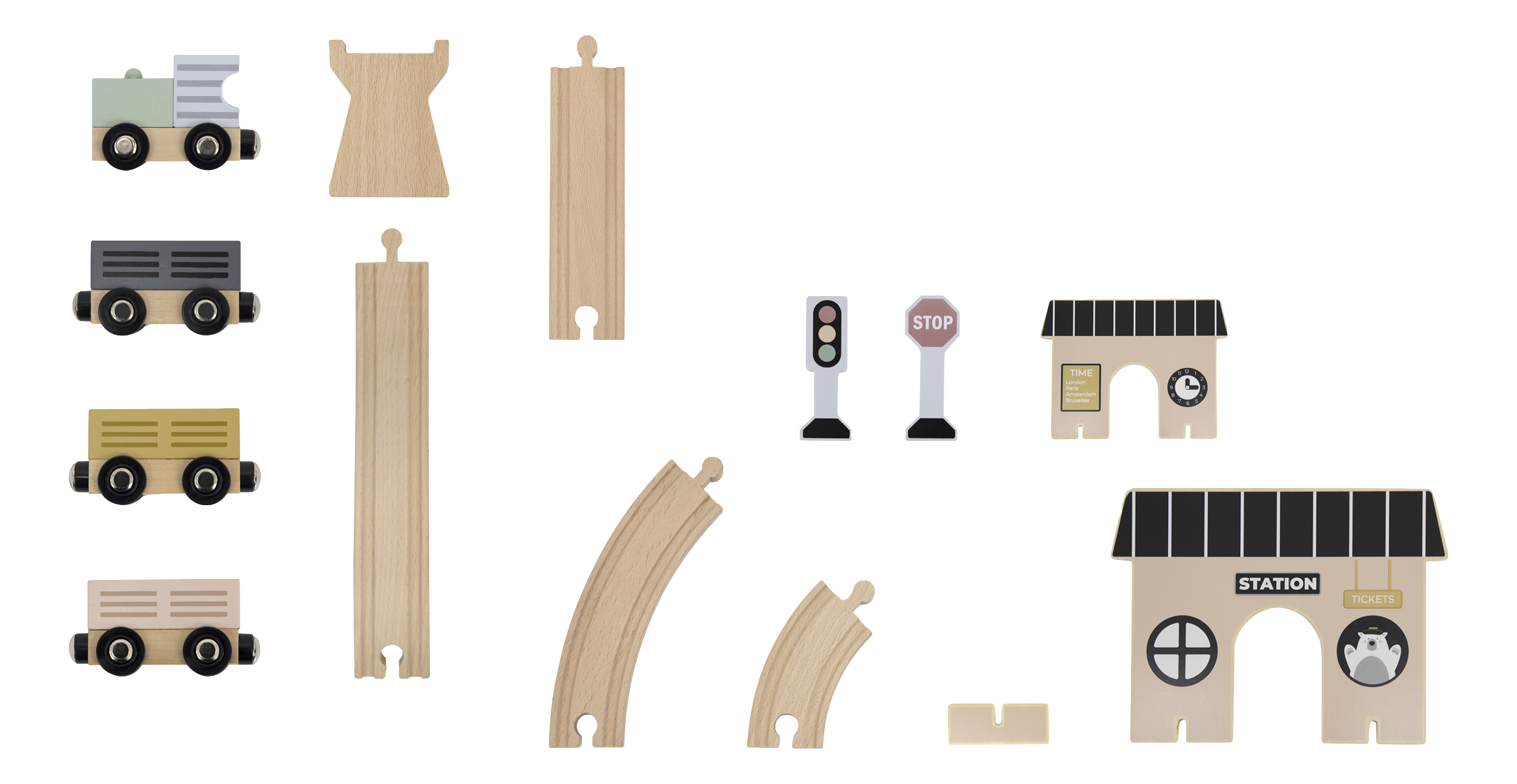 Zug-Schienenset aus Holz
