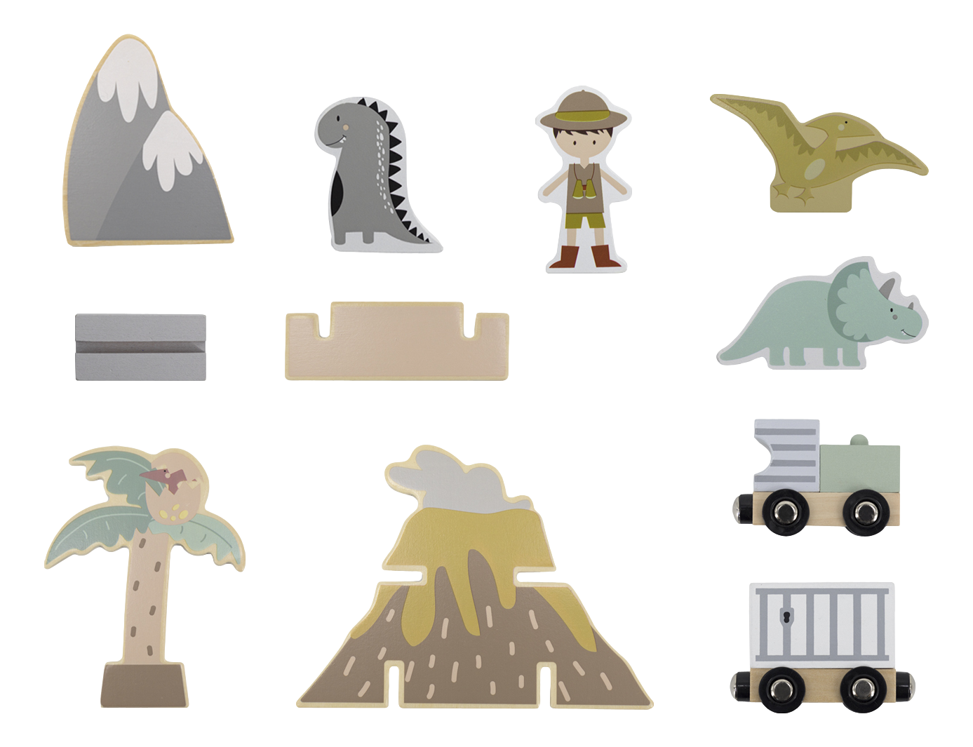 Zugset-Erweiterung „Dinosaurier“ aus Holz