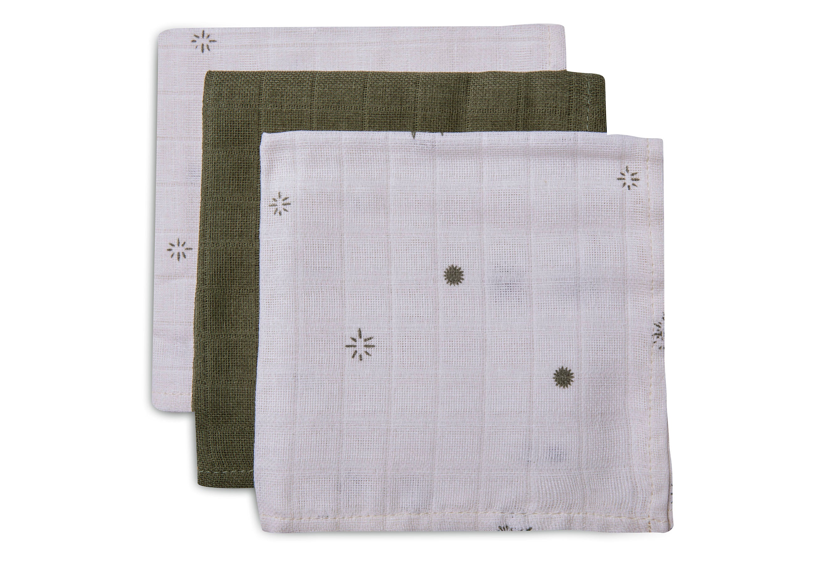 Jollein Spucktücher „Stargaze Leaf Green“ – 3er Set (31x31cm)