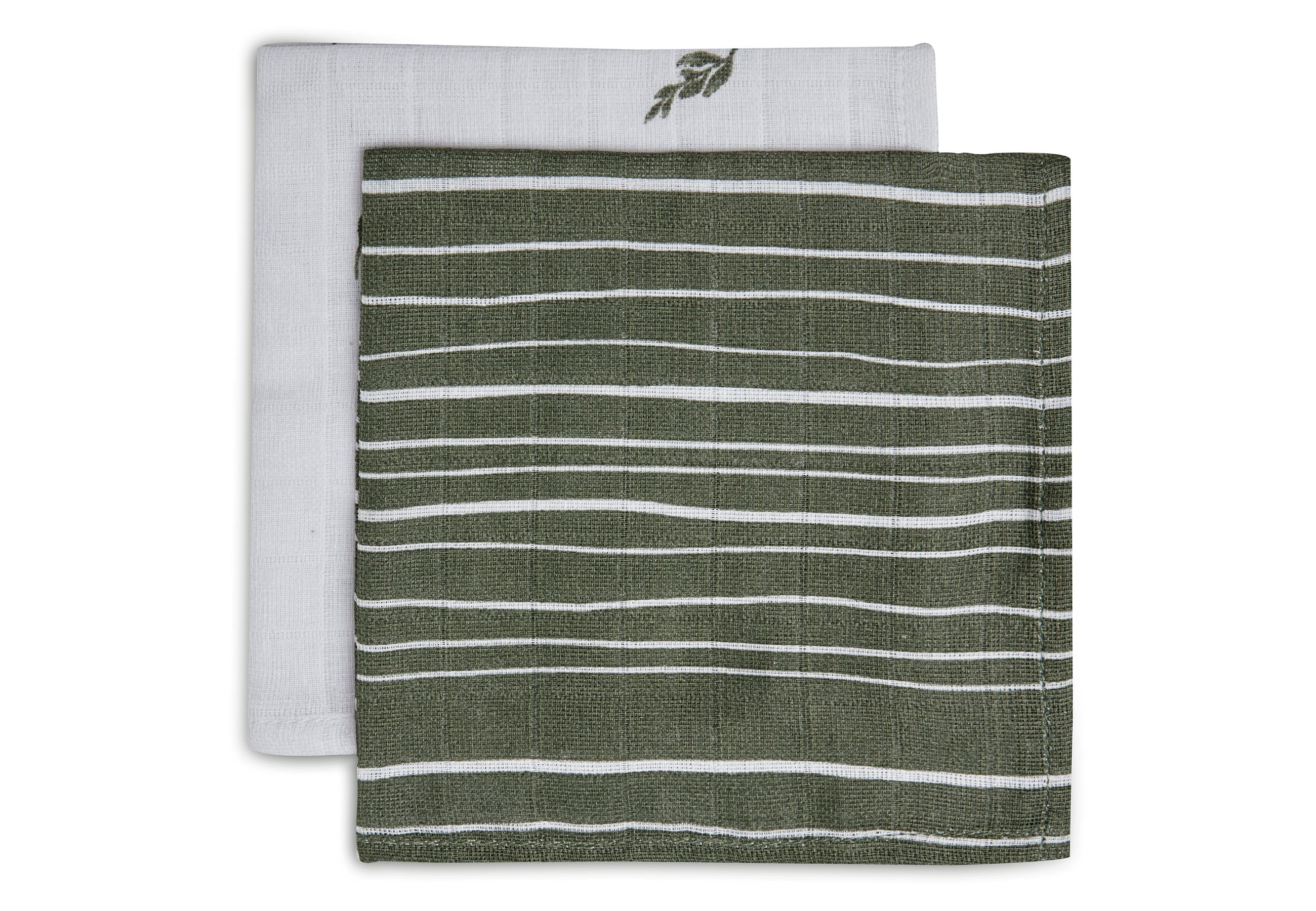 Jollein Spucktücher „Stripe & Olive“ – 2er Set (31x31cm)