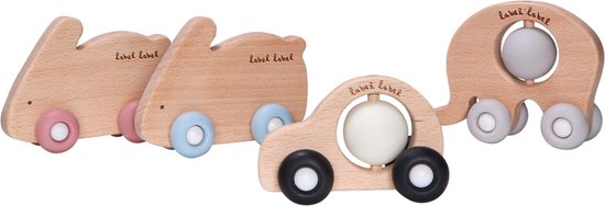 Beißspielzeug auf Rädern Hase – Holz & Silikon