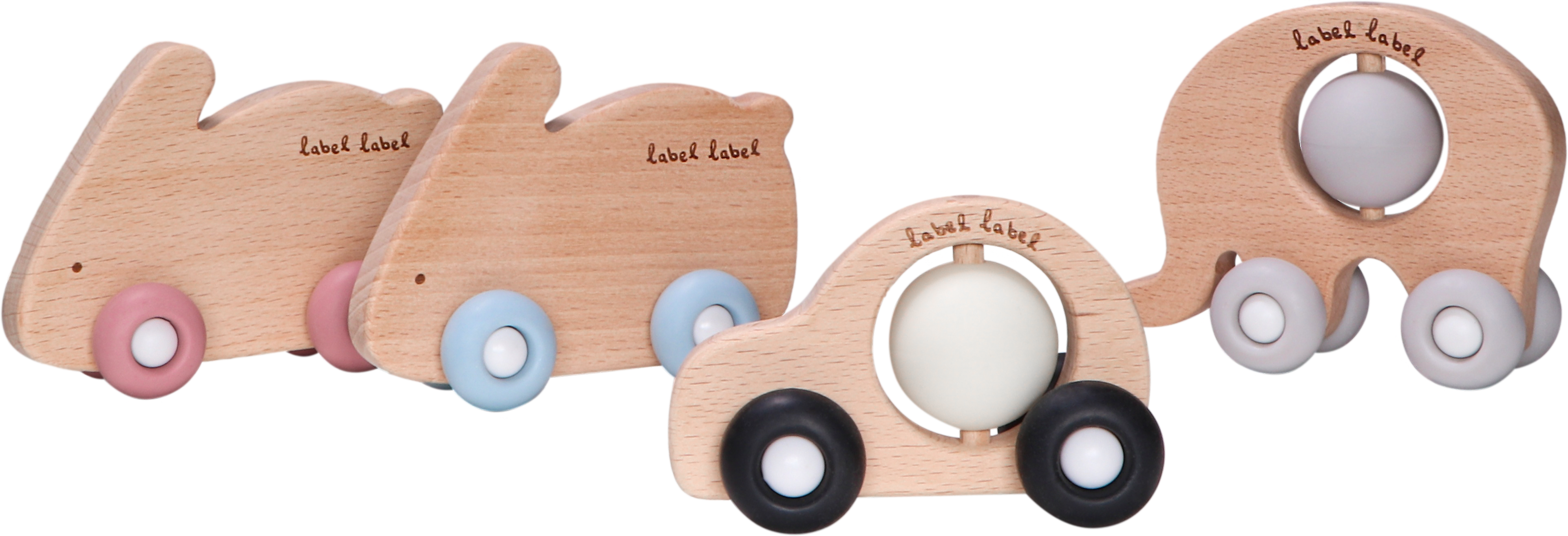 Beißspielzeug auf Rädern Elefant – Holz & Silikon