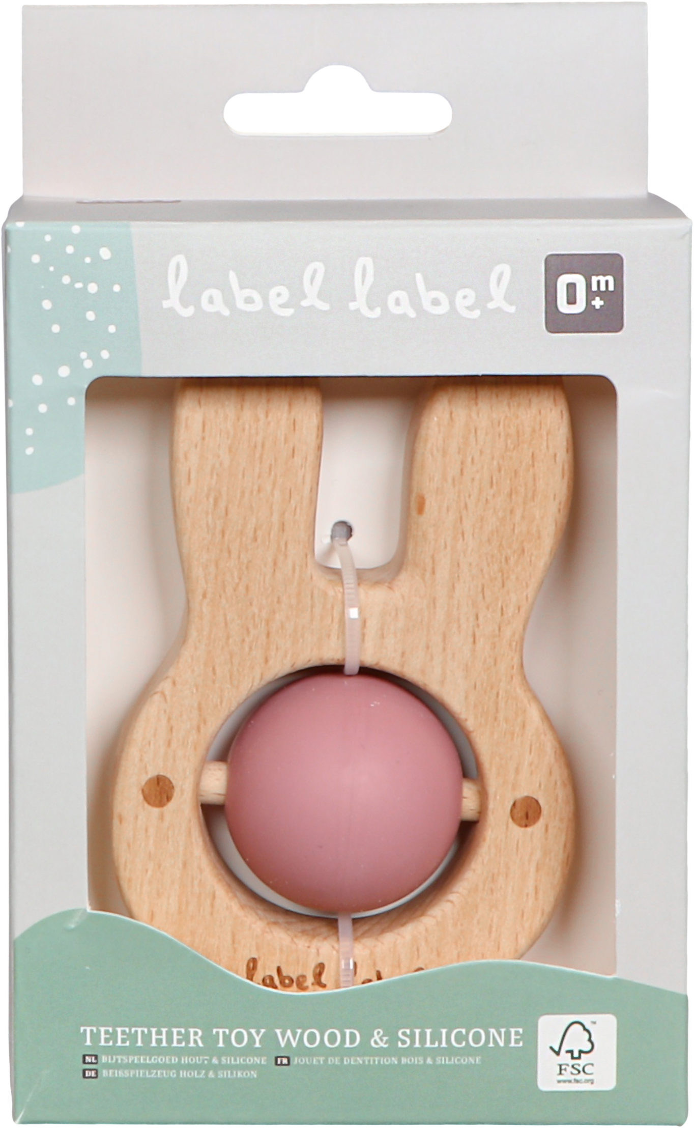 Beißspielzeug Holz & Silikon – Hase pink