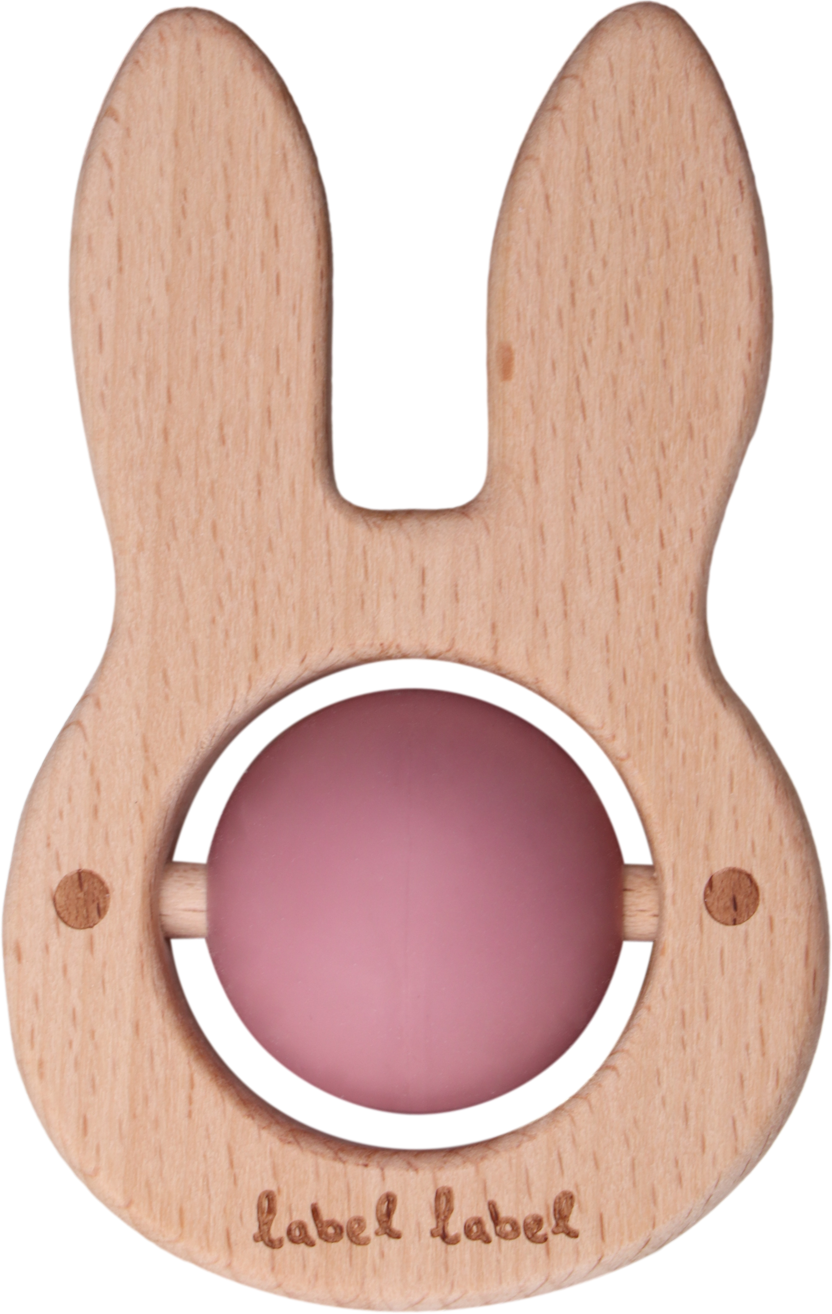 Beißspielzeug Holz & Silikon – Hase pink