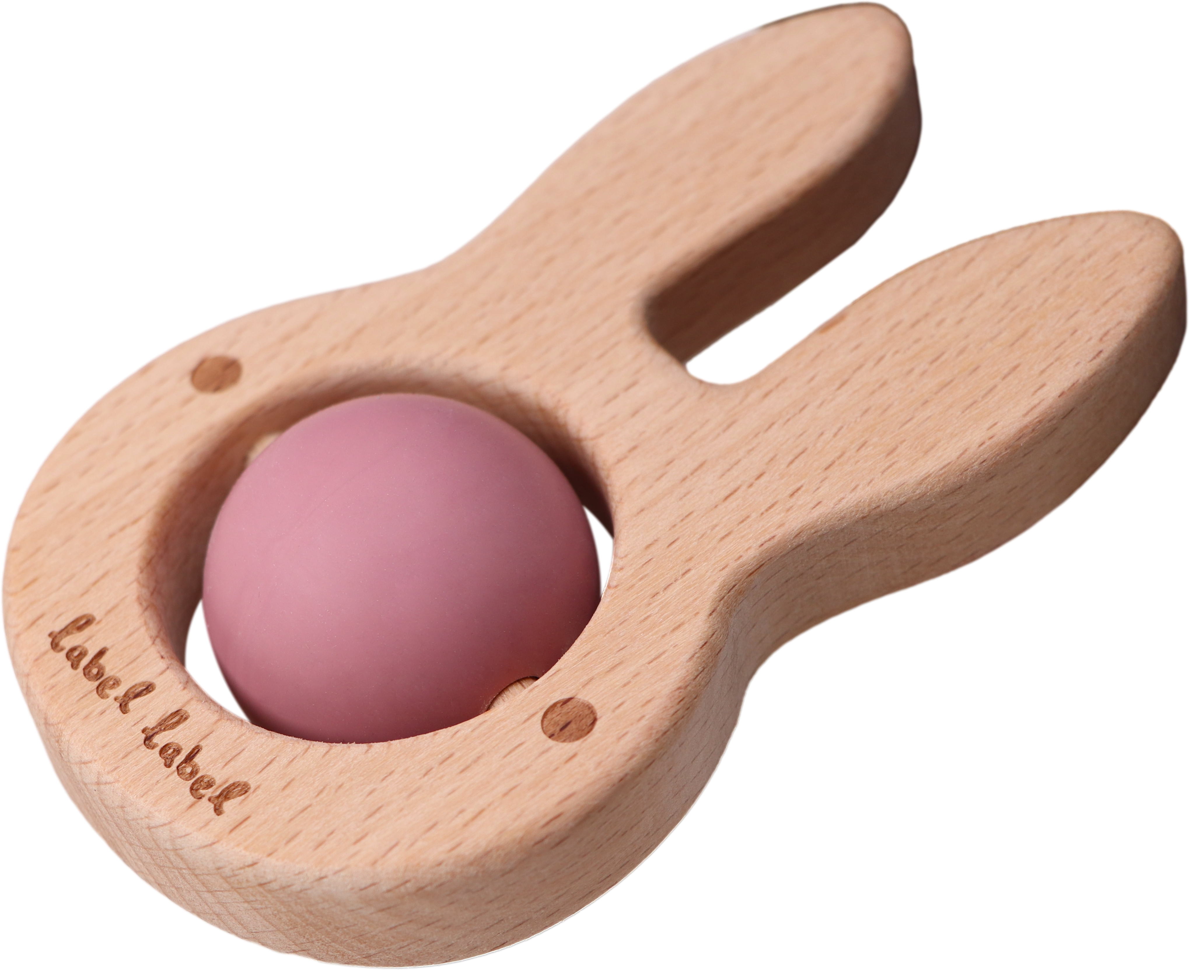 Beißspielzeug Holz & Silikon – Hase pink