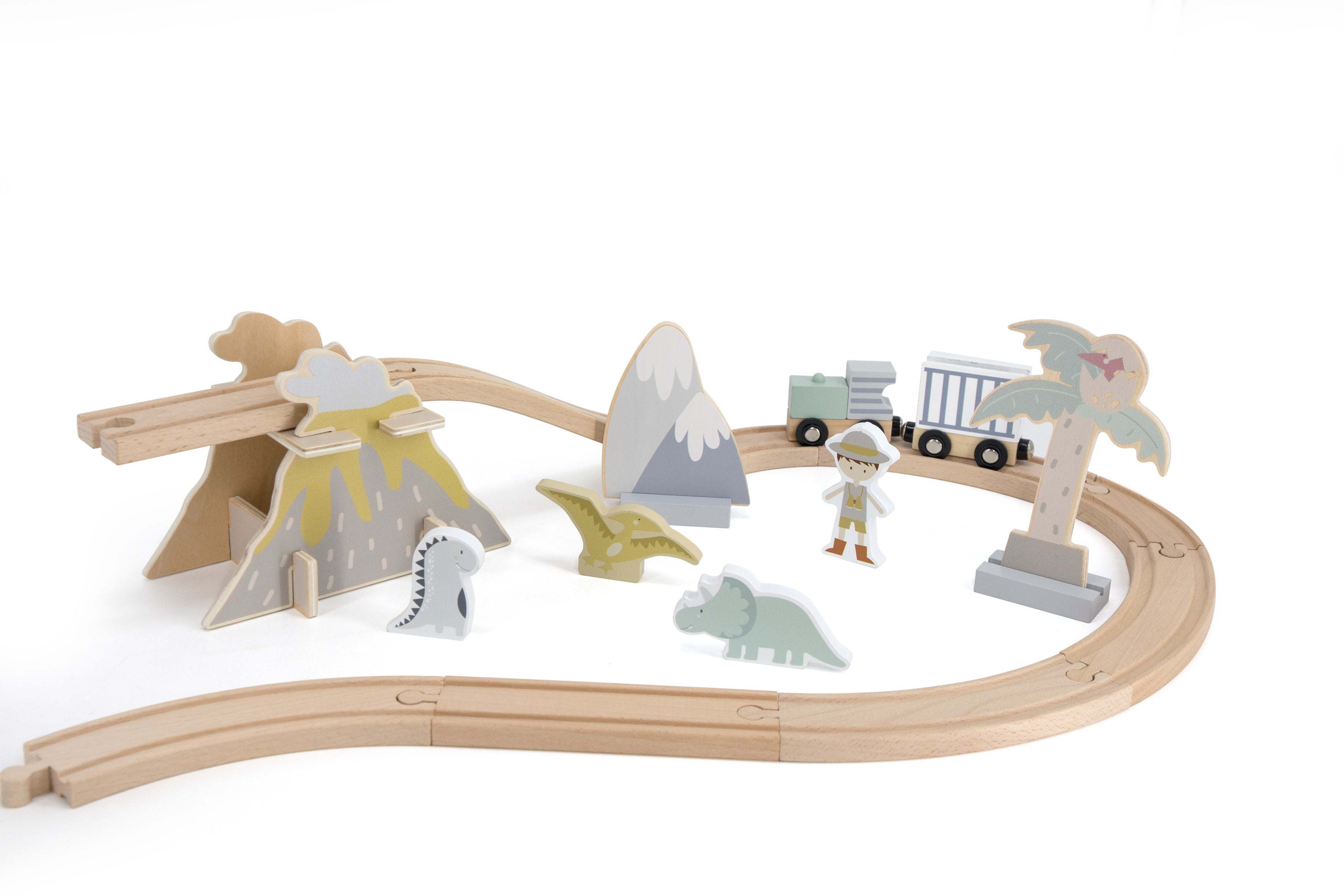 Zugset-Erweiterung „Dinosaurier“ aus Holz