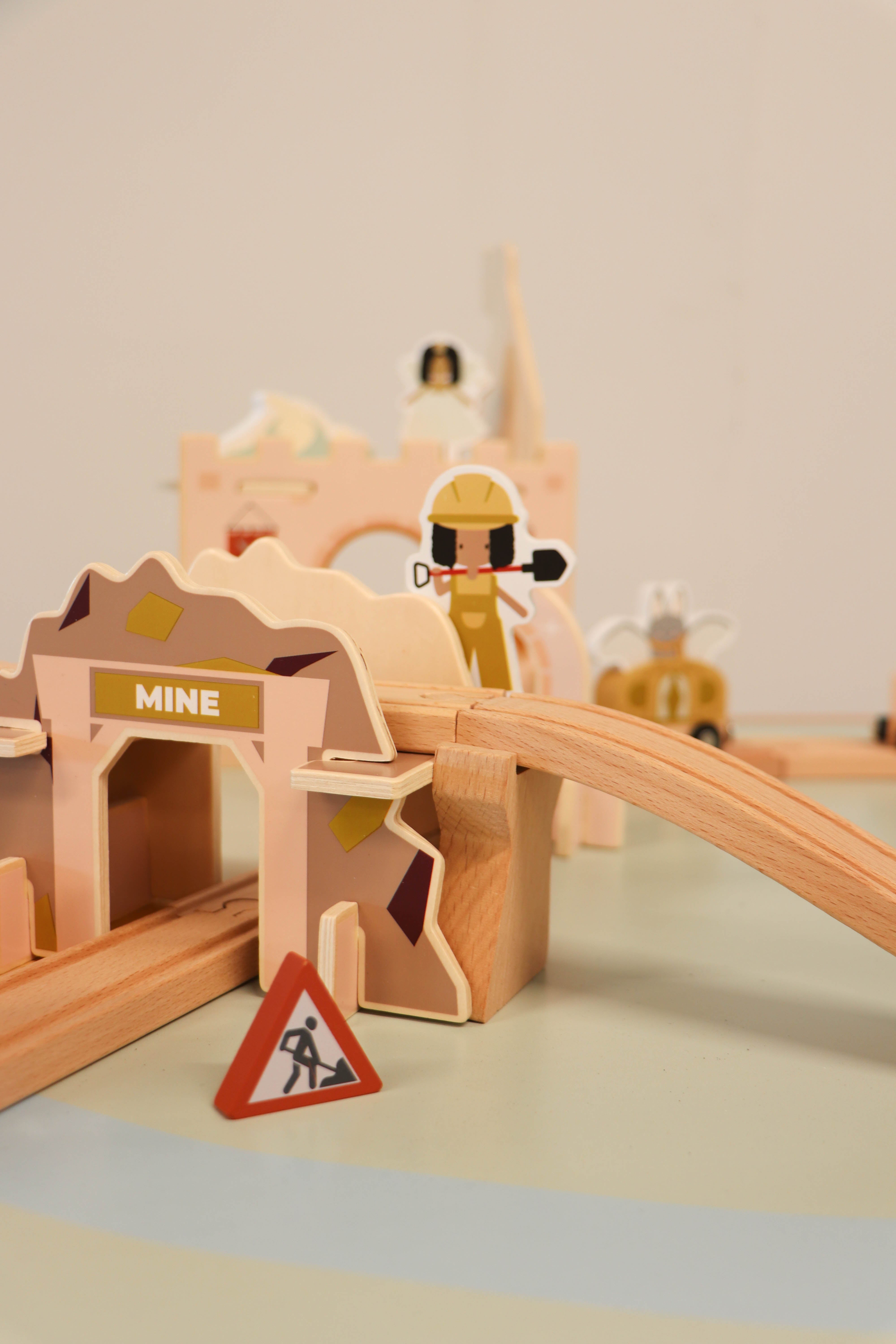 Zugset-Erweiterung „Baustelle“ aus Holz