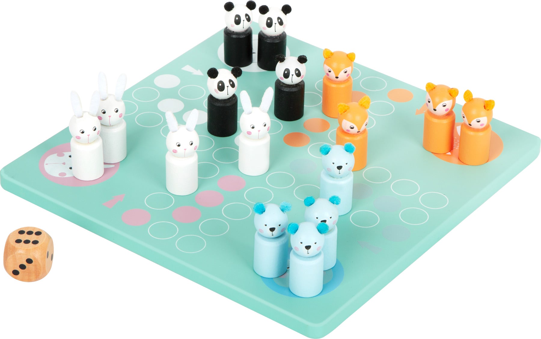 Ludo Spiel mit Tieren in Pastell