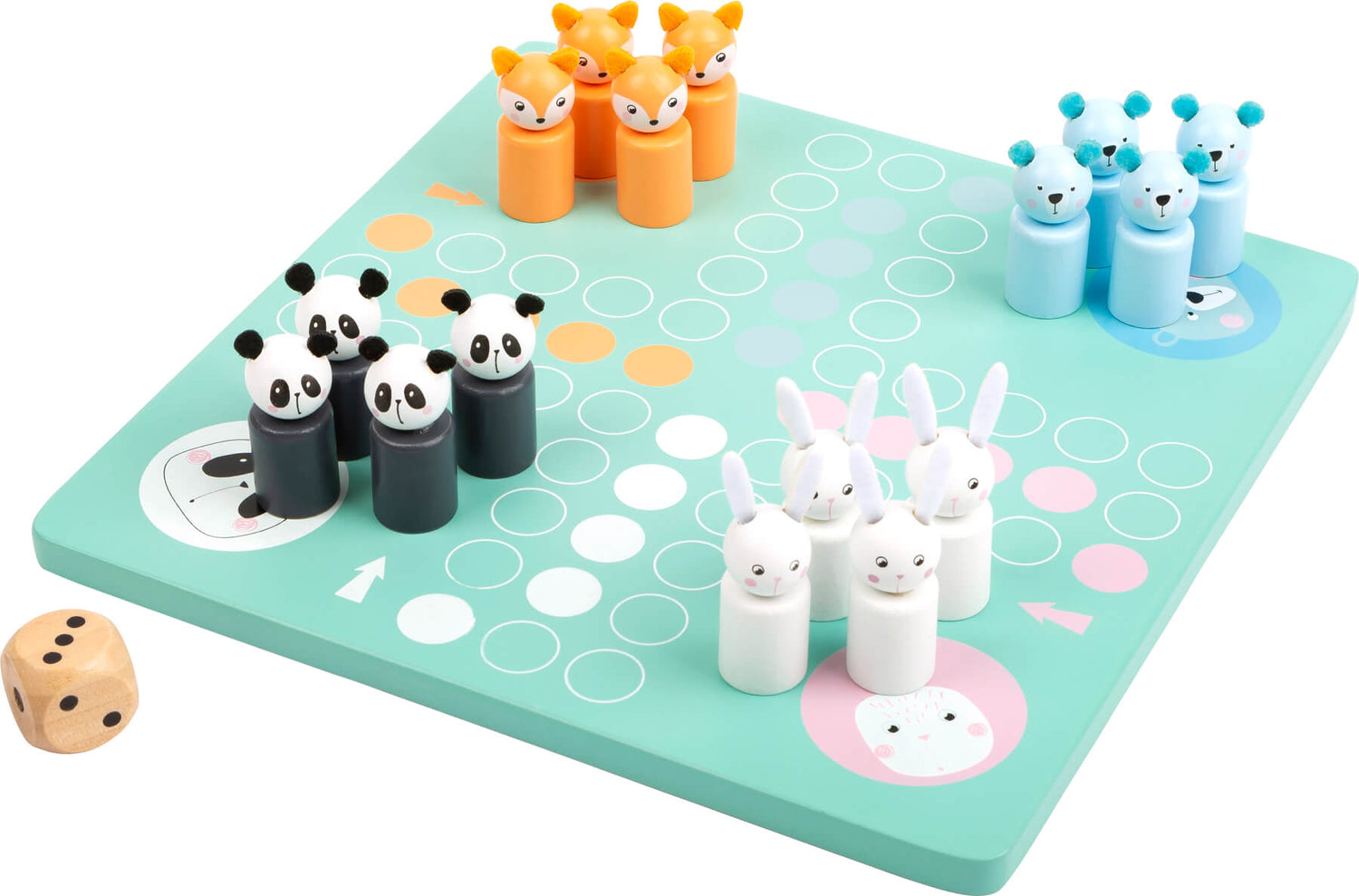Ludo Spiel mit Tieren in Pastell