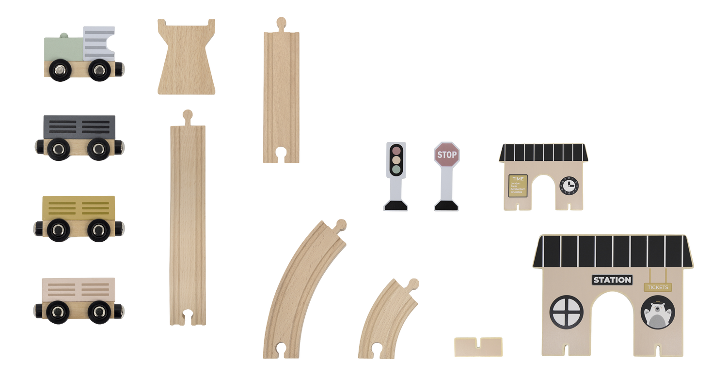 Zug-Schienenset aus Holz