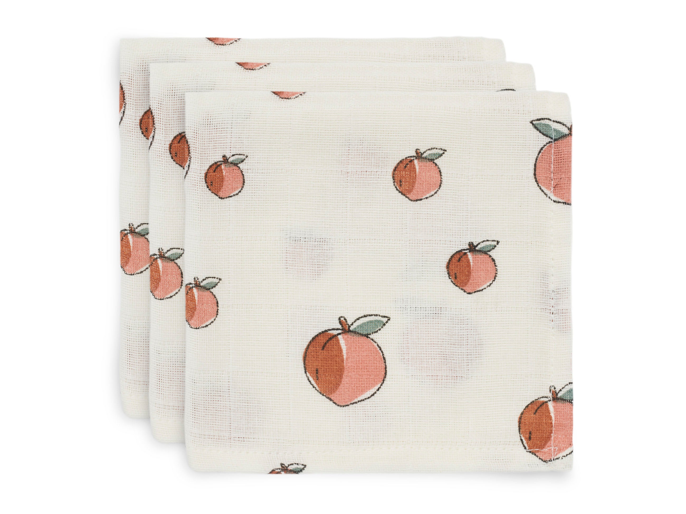 Jollein Waschlappen „Peach & Pear“  – 3er-Set (31x31cm)