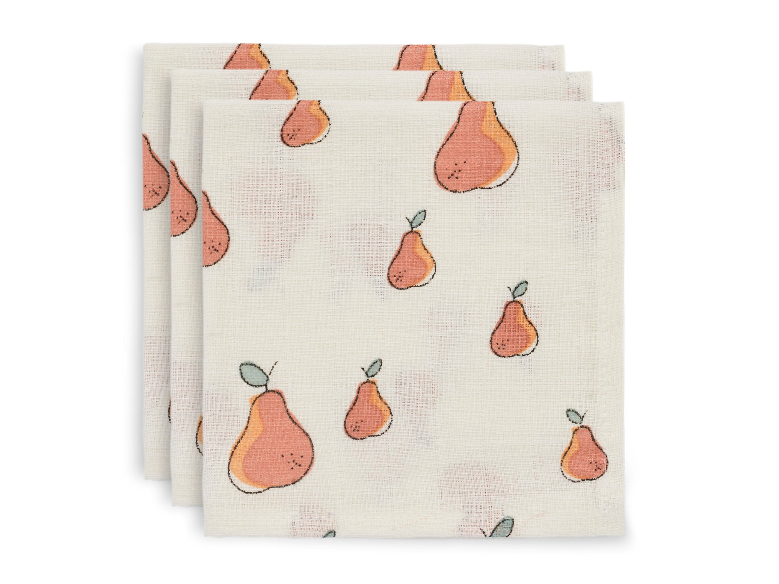 Jollein Waschlappen „Peach & Pear“  – 3er-Set (31x31cm)