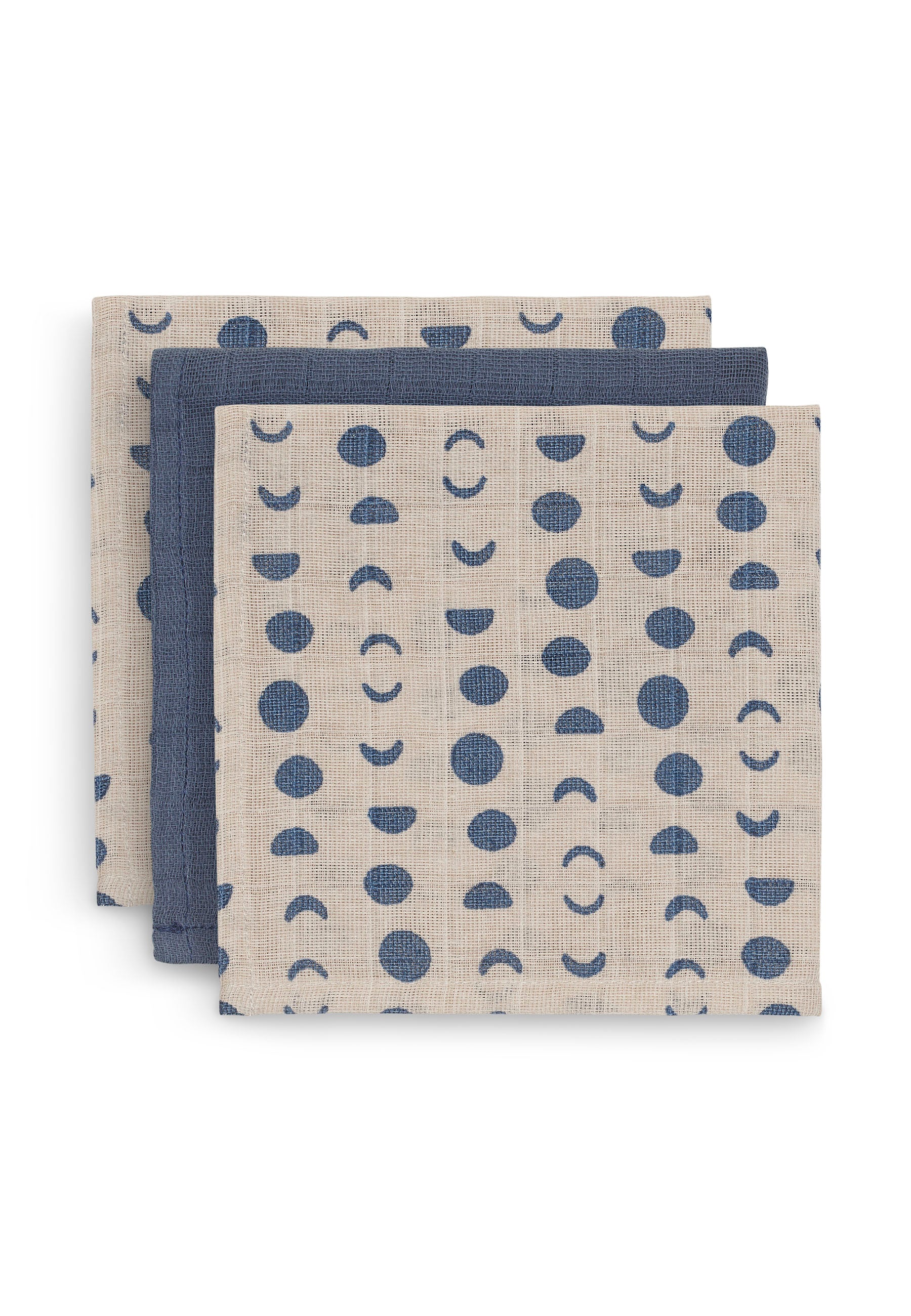 Jollein Spucktücher „Moonlight“ – 3er‑Set (31x31cm)
