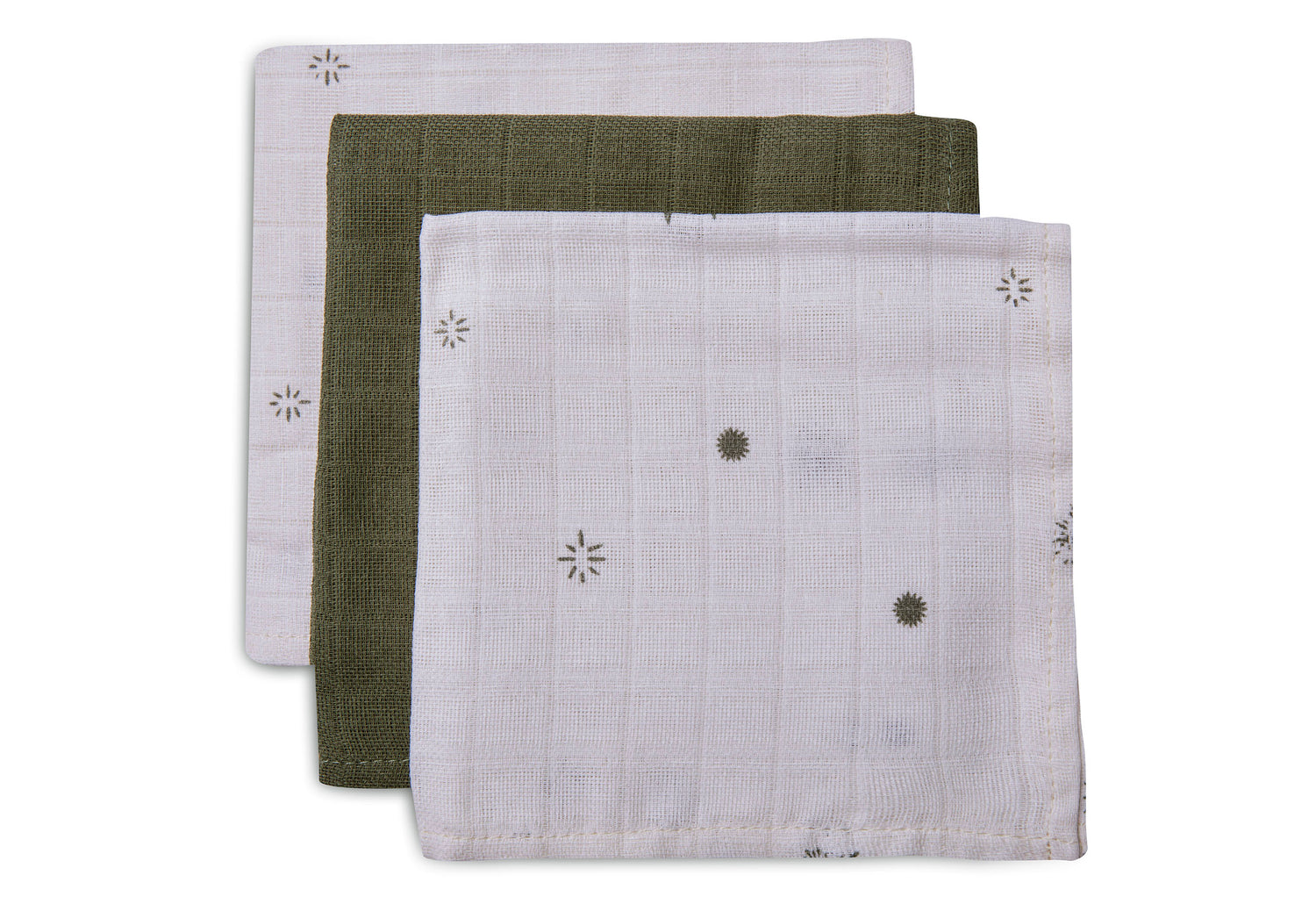 Jollein Spucktücher „Stargaze Leaf Green“ – 3er Set (31x31cm)