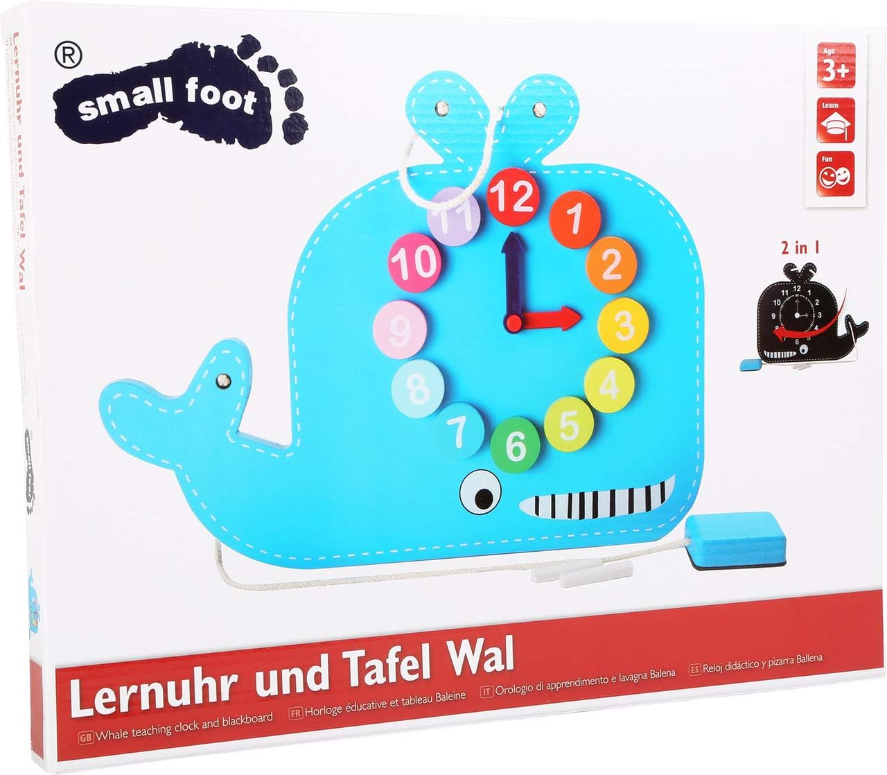 small foot Lernuhr mit Tafel Wal