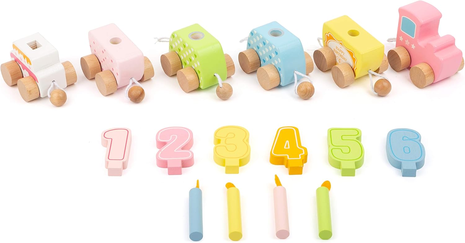 small foot Holz-Geburtstagszug mit Zahlen und Kerzen