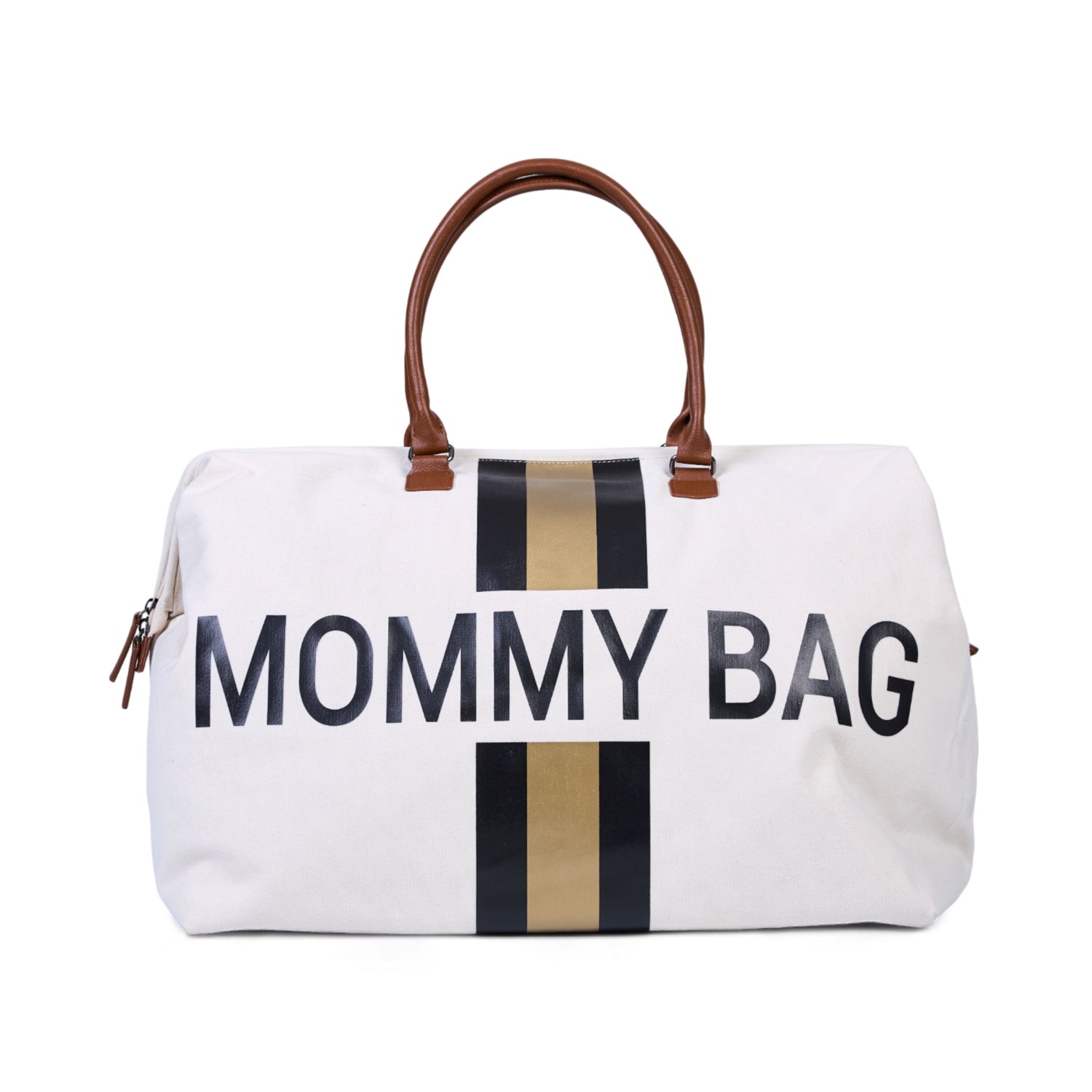 MOMMY BAG® Canvas Offwhite Gestreift Schwarz/Gold