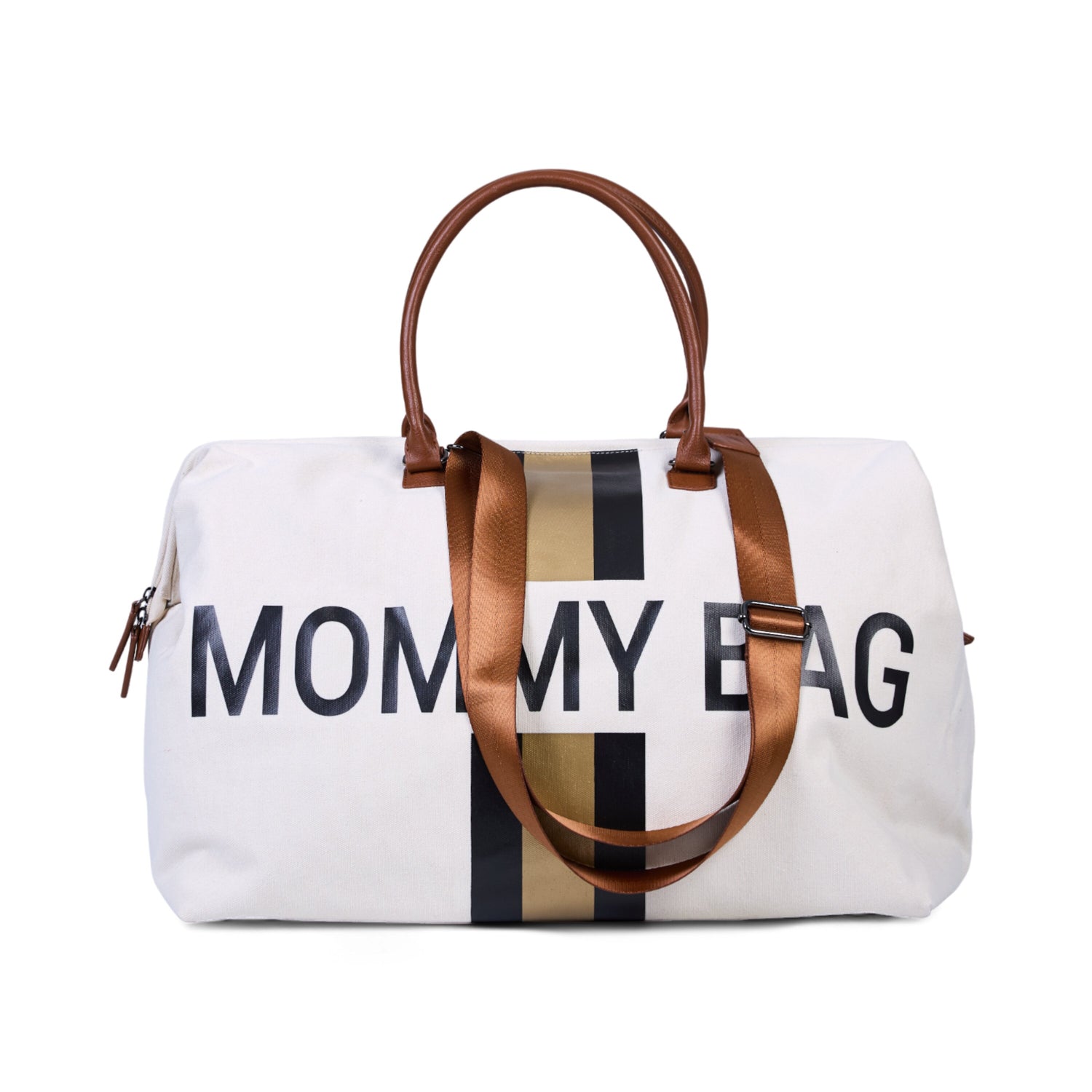 MOMMY BAG® Canvas Offwhite Gestreift Schwarz/Gold