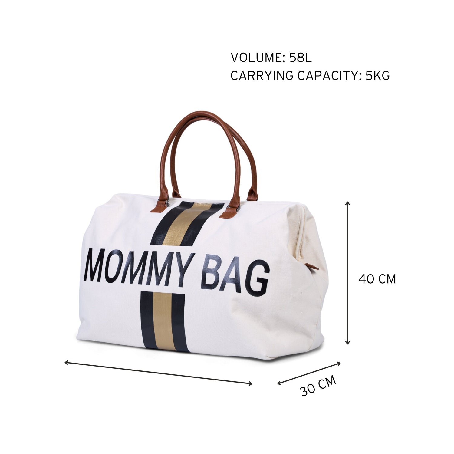 MOMMY BAG® Canvas Offwhite Gestreift Schwarz/Gold