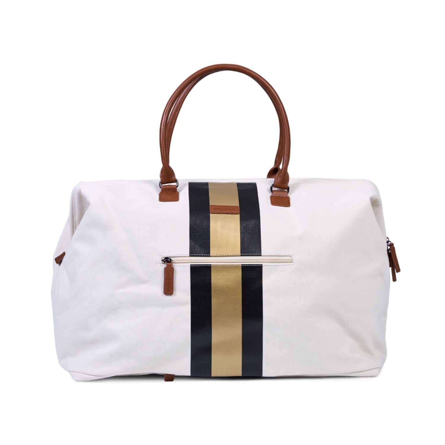 MOMMY BAG® Canvas Offwhite Gestreift Schwarz/Gold