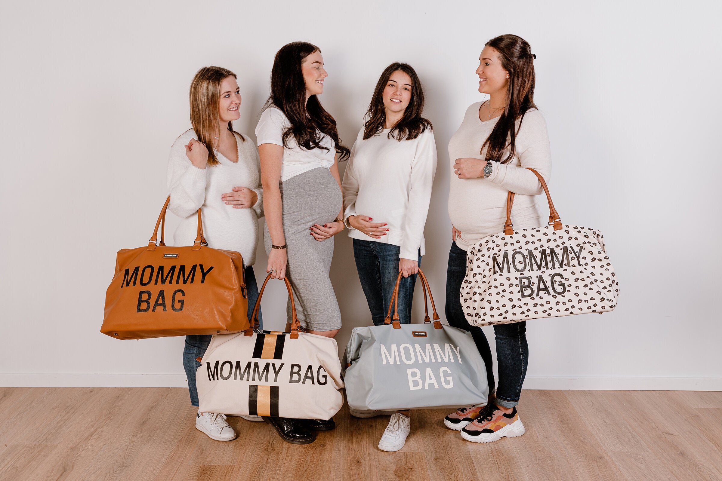 MOMMY BAG® Canvas Offwhite Gestreift Schwarz/Gold