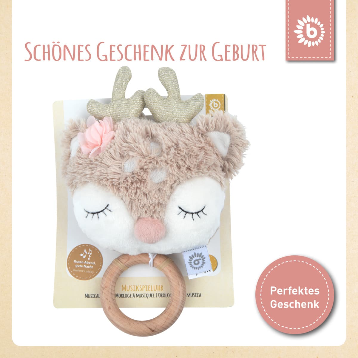 Bieco Kuscheltier Reh Ella mit Musikspieluhr