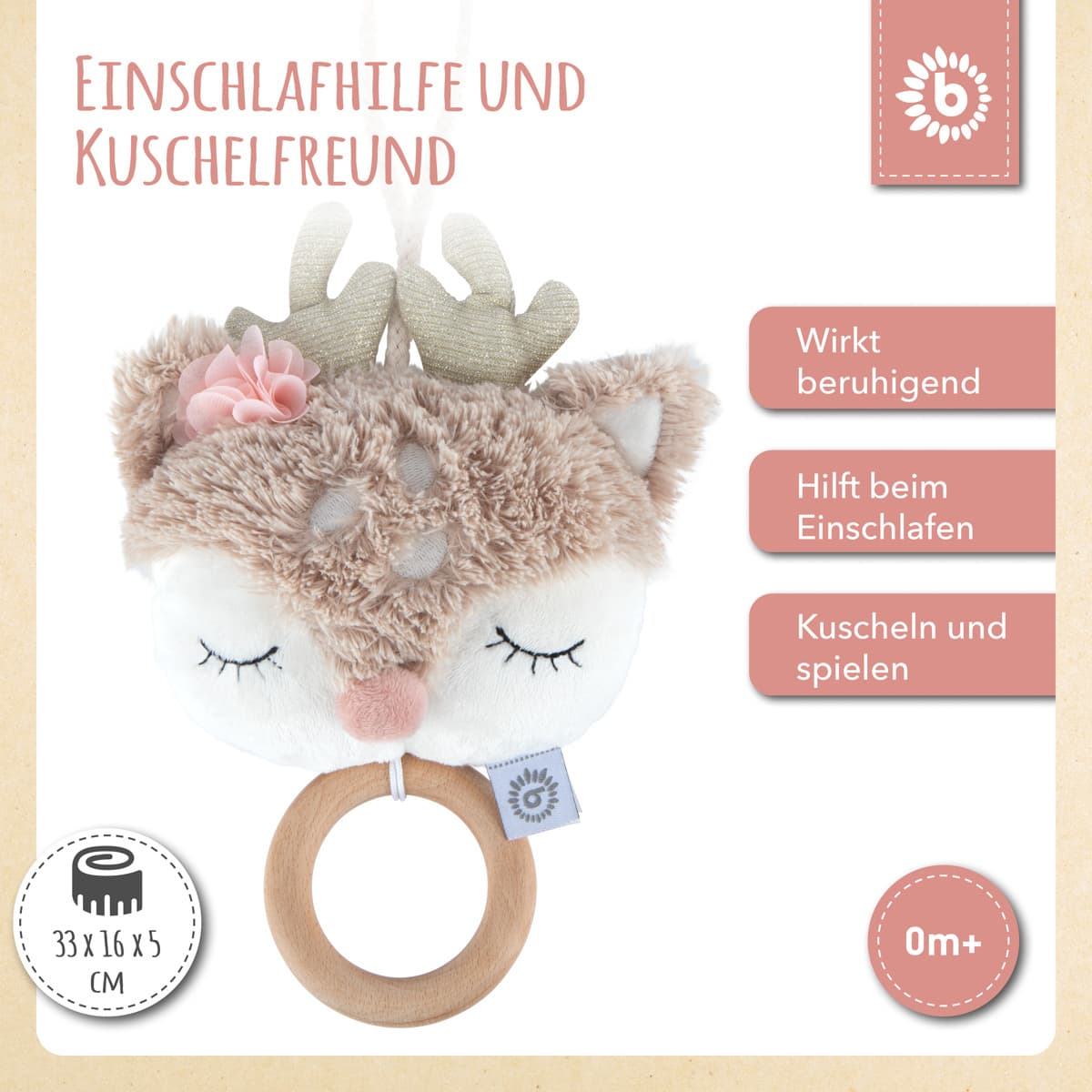 Bieco Kuscheltier Reh Ella mit Musikspieluhr