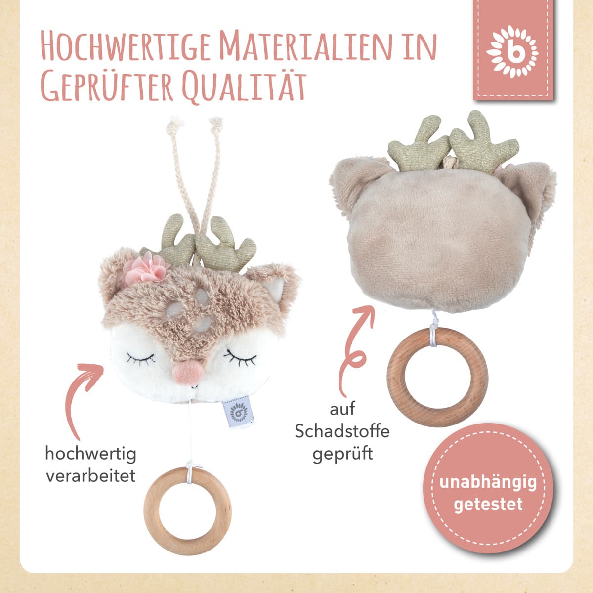 Bieco Kuscheltier Reh Ella mit Musikspieluhr