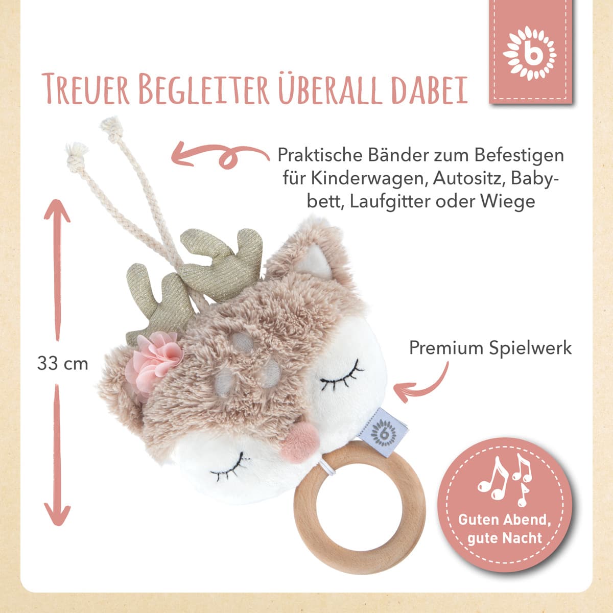 Bieco Kuscheltier Reh Ella mit Musikspieluhr