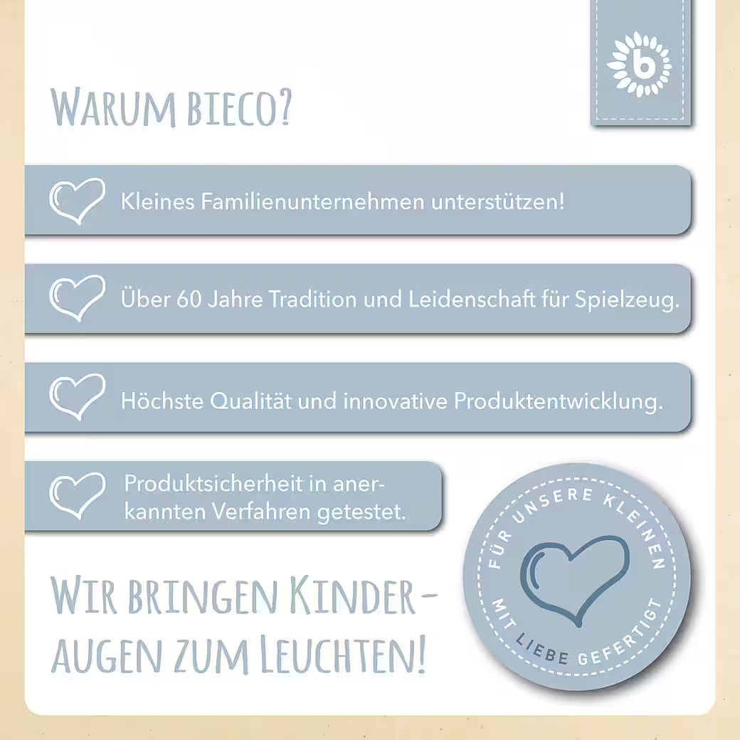 Bieco Beißring aus Holz und Silikon in Blau/ Hazy