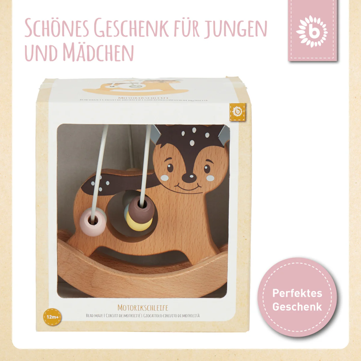 Bieco Motorikschleife mit Wippe in Rehform