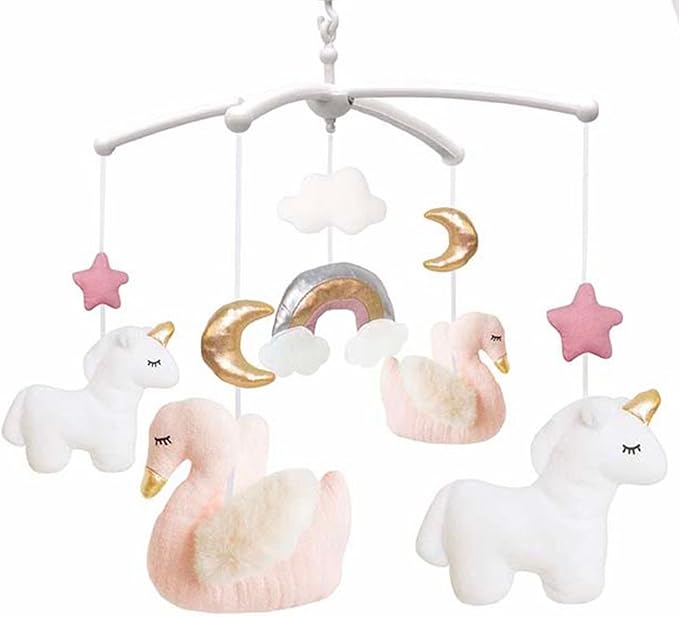 JaBaDaBaDo Musik-Mobile Mit Einhörnern, Schwäne & Regenbogen aus Stoff