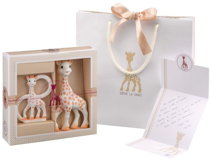 Sophie la girafe®  Geschenkset aus Naturkautschuk mit 1 Beißring, Karte & Tüte