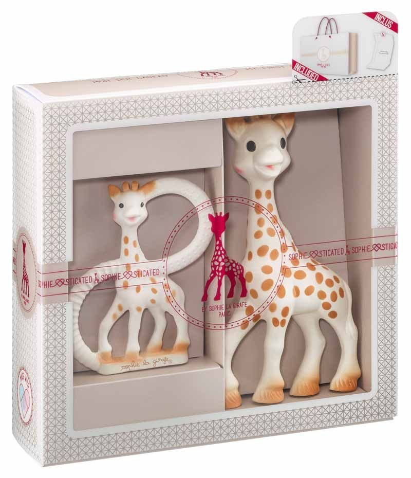 Sophie la girafe®  Geschenkset aus Naturkautschuk mit 1 Beißring, Karte & Tüte