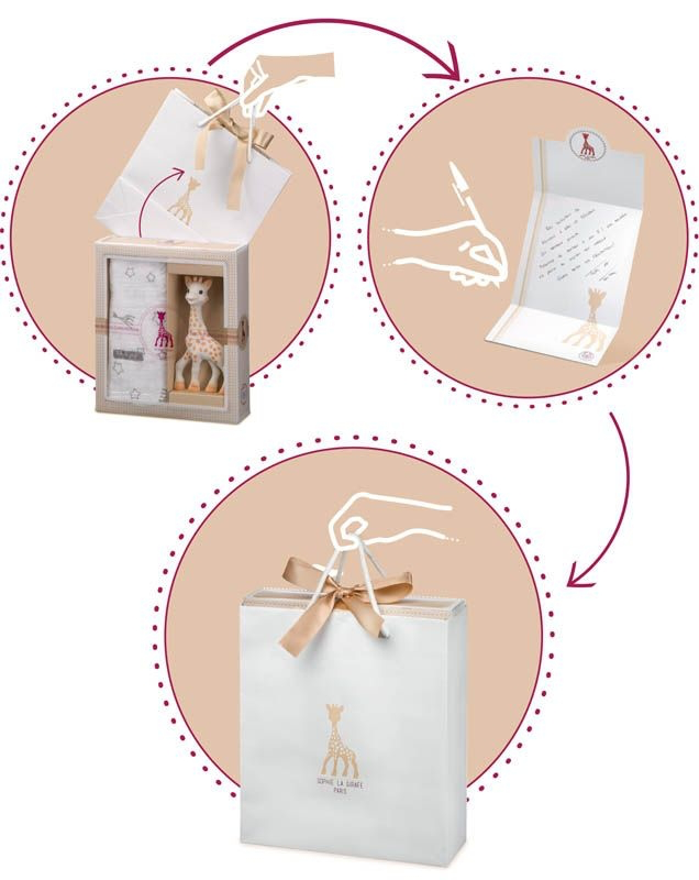 Sophie la girafe®  Geschenkset aus Naturkautschuk mit 1 Beißring, Karte & Tüte