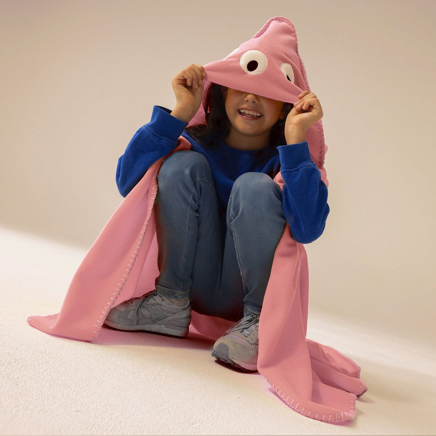 KOOJA Decke ,PONCHO‘ Fleece in Rosa