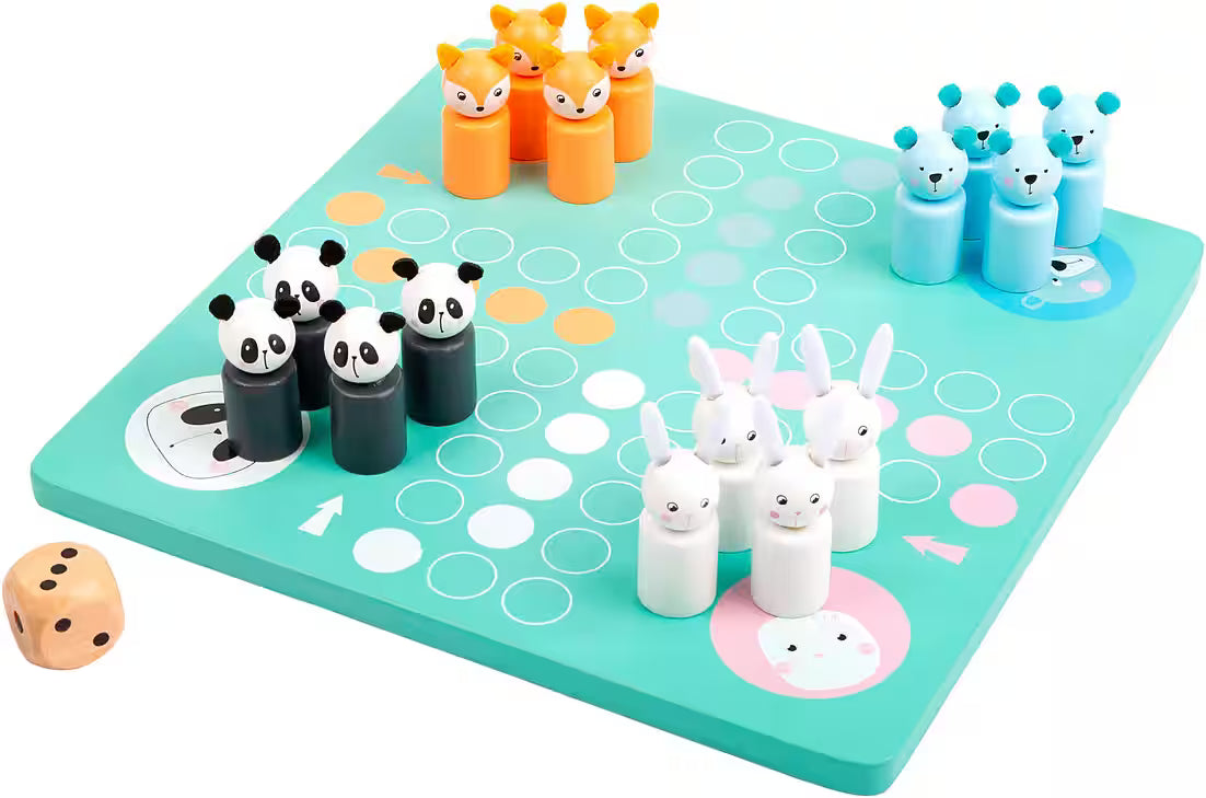 Ludo Spiel mit Tieren in Pastell
