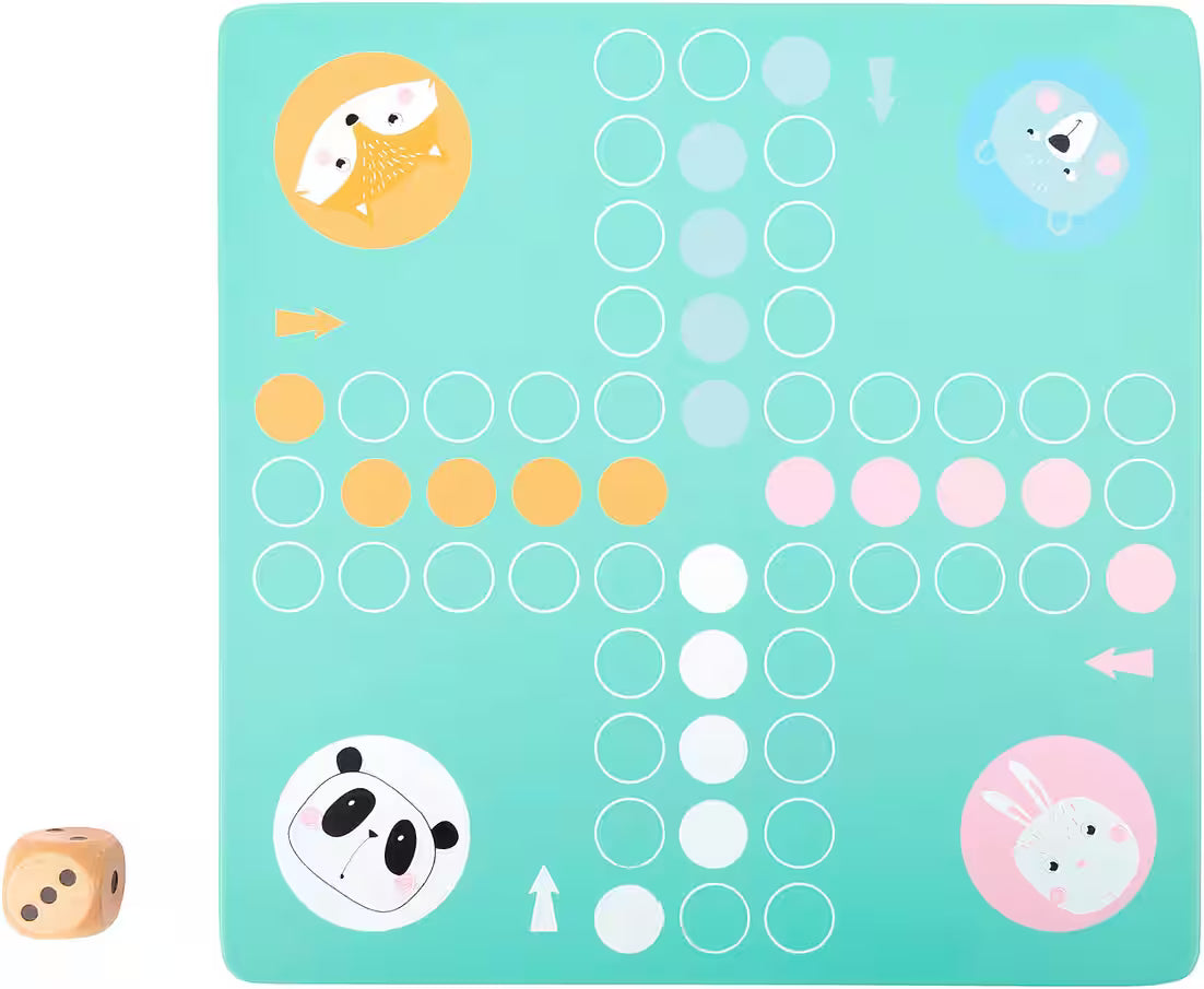 Ludo Spiel mit Tieren in Pastell