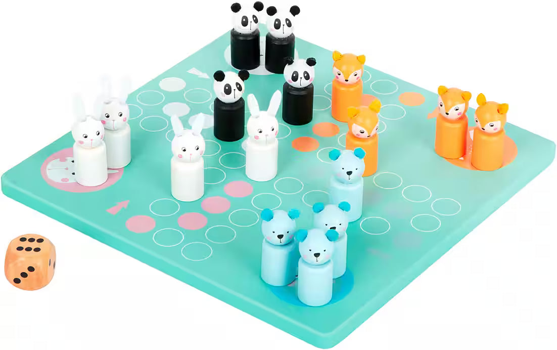 Ludo Spiel mit Tieren in Pastell