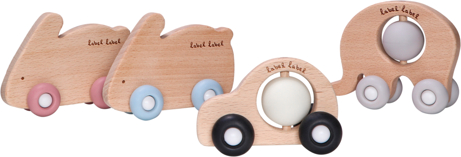 Beißspielzeug auf Rädern Elefant – Holz & Silikon