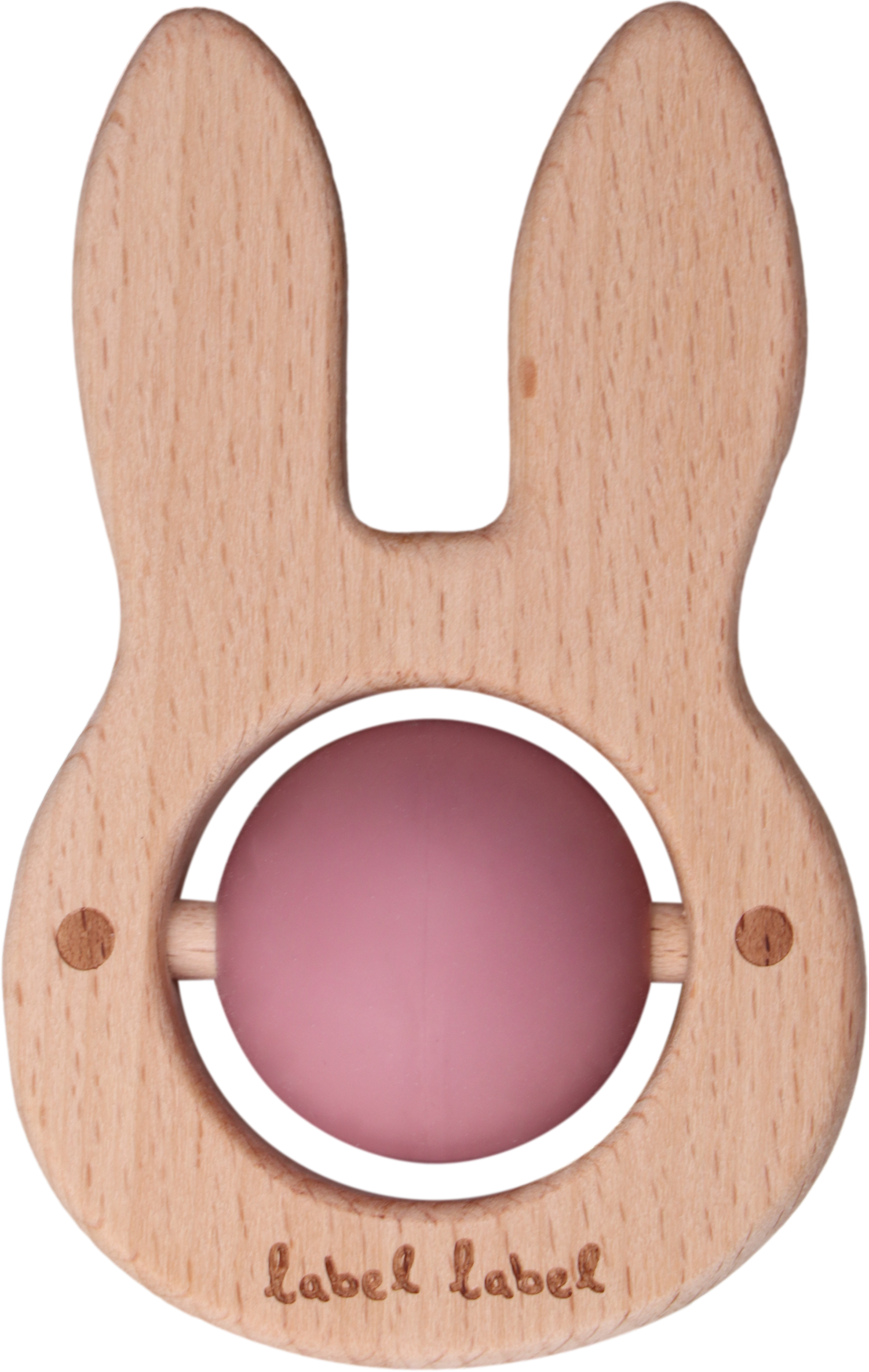 Beißspielzeug Holz & Silikon – Hase pink