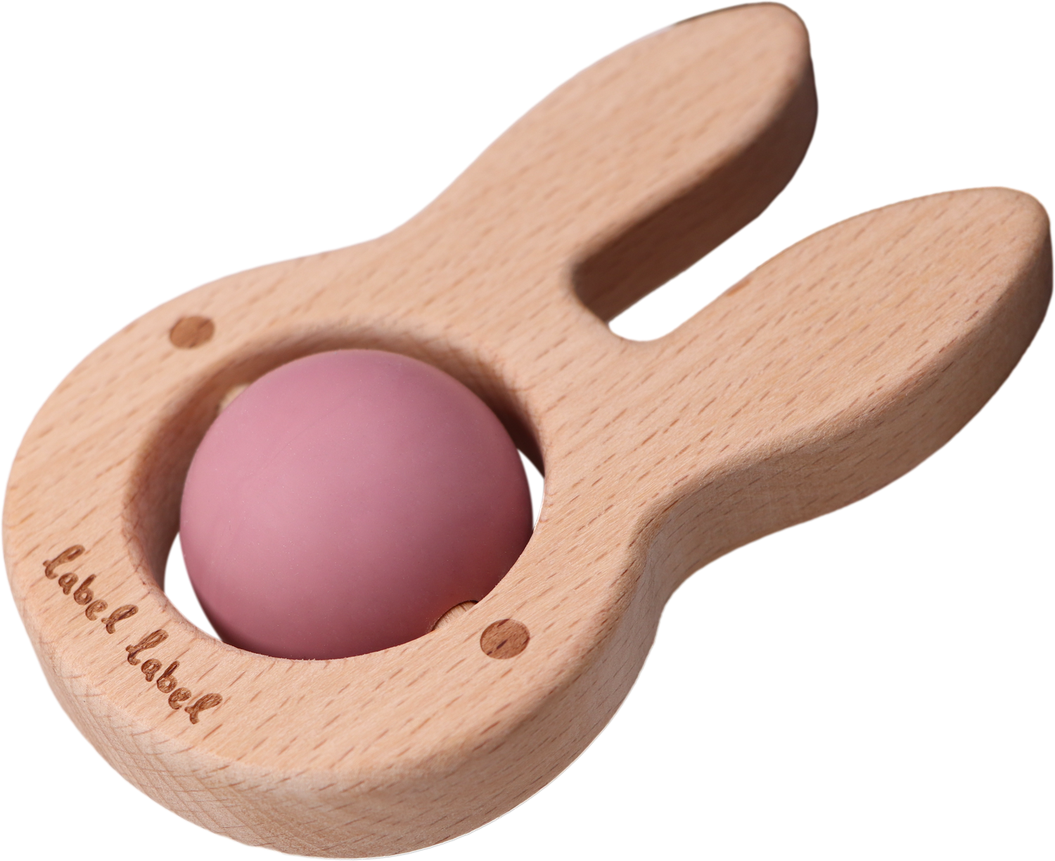 Beißspielzeug Holz & Silikon – Hase pink