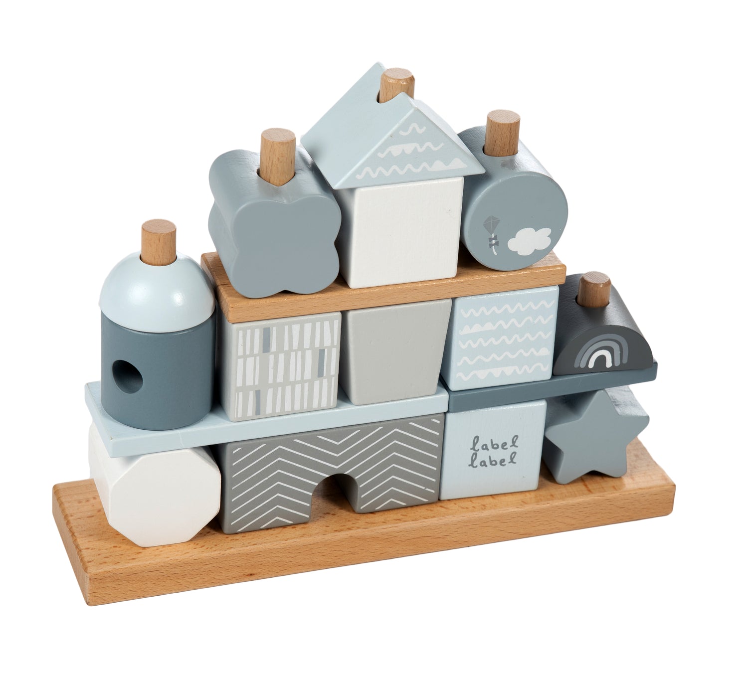 label label Stapelhaus aus Holz