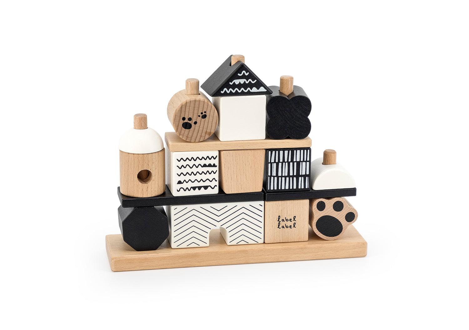 label label Stapelhaus aus Holz