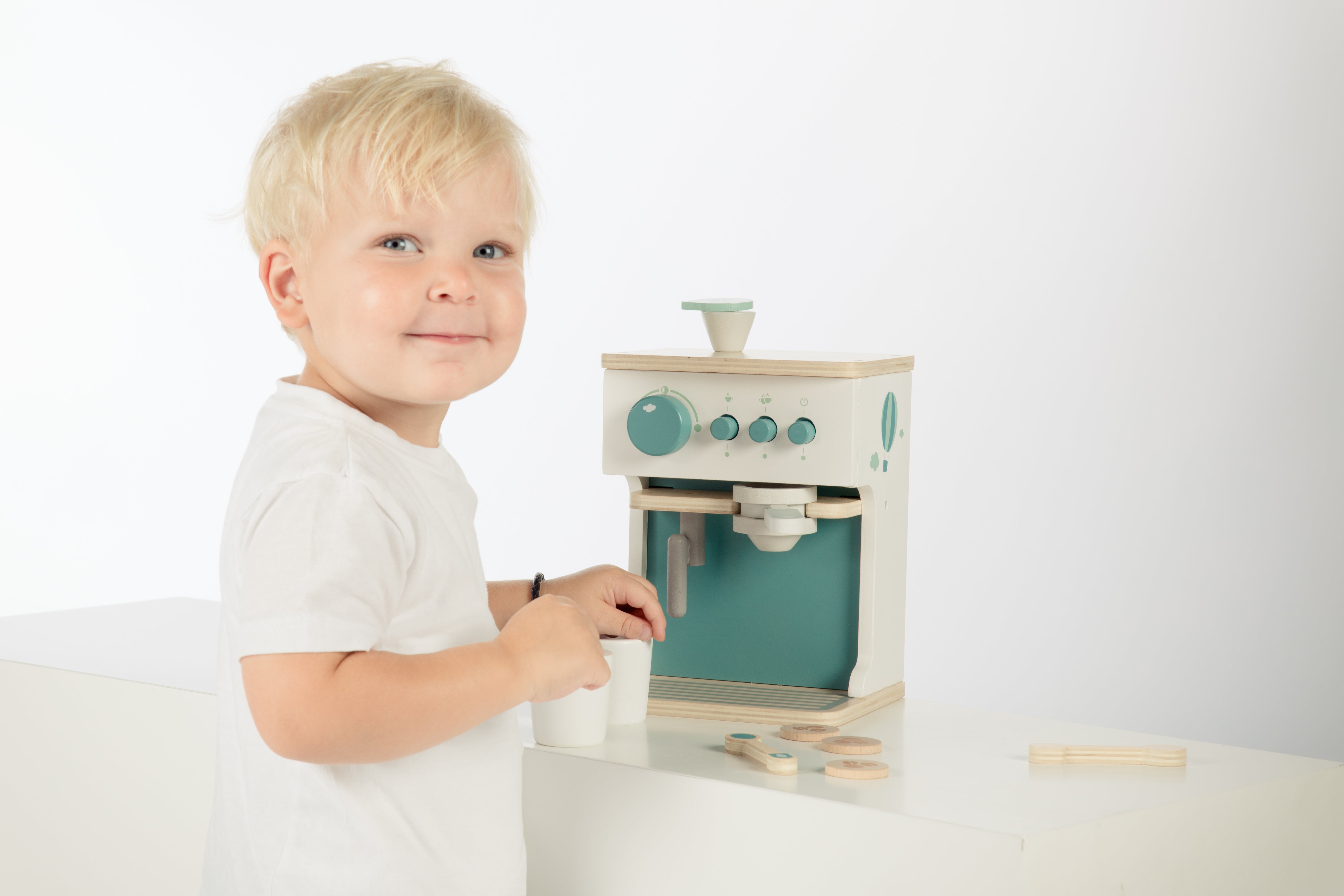 label label Espressomaschine aus Holz