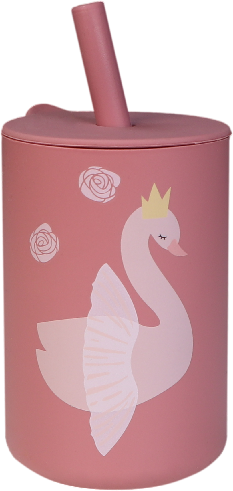 Silikonbecher und Strohhalm Schwan